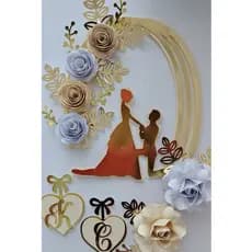 Topo de bolo casamento floral iniciais/ Topper noivos