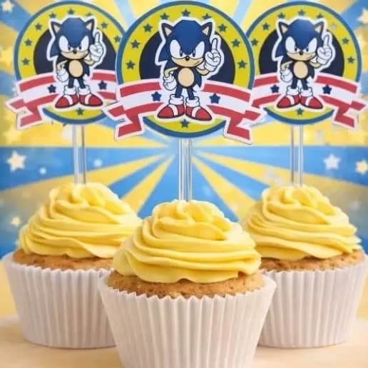 Tag cupcake personalizada sonic/ Toppers docinho /Enfeite Doces