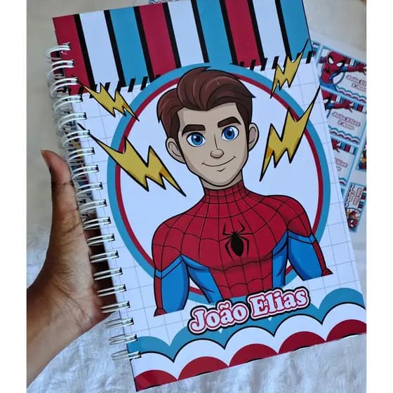 Caderno universitário personalizado Homem Aranha - Caderno 10 materiais