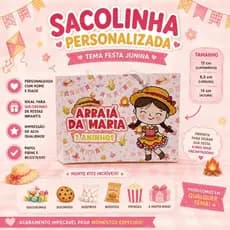Sacolinha personalizada festa junina menina/Arraiá/São João/ Lembrancinhas infantil/ Fazemos qualquer tema