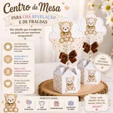 Centro de mesa personalizado no tema ursinho chá revelação/PEGUE E MONTE SEM LAÇO/Chá de fraldas/Fazemos qualquer tema