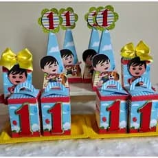 Kit festa personalizado Bento Totó menino/Caixinhas 3D/Festa patinho colorido/Fazemos qualquer tema