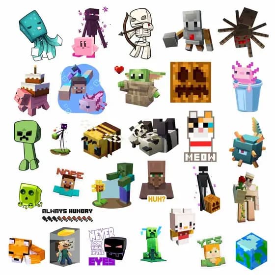 Kit Cartela de Stickers Divertidos MINECRAFT de Series e Filmes Decorativos para Caderno Notebook Bicicleta Moto Carro