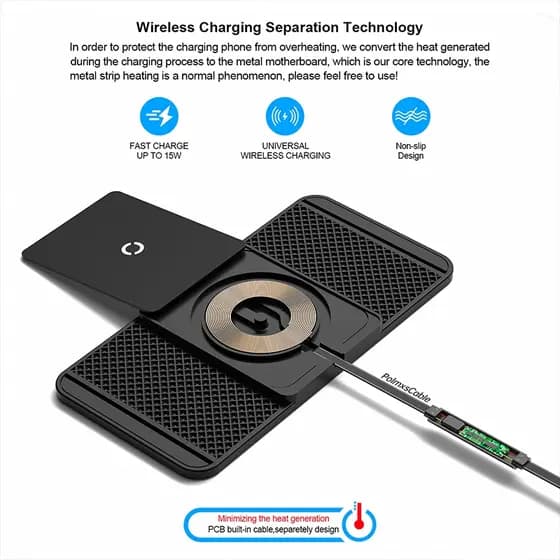 15W Carregador Sem Fio Silicone Anti-skid TypeC Almofada Berço Doca Para iPhone 14 13 Carro Rápido Suporte De Carregamen