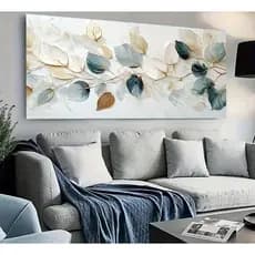 Quadro Decorativo Folhas Elegantes Abstrata Arte Moderna Sofisticada Para Sala Quarto Hall