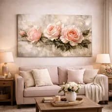 Quadro Decorativo Rosas Harmoniosas Minimalista Decoração de Parede Floral Design Elegante Luxuoso