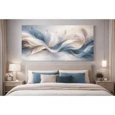 Quadro Decorativo Formas Etéreas em Tons Suaves Pintura Abstrata Moderna em Azul Luxo