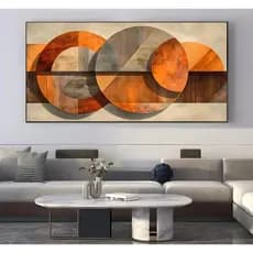 Quadro Decorativo Abstrato Pintura em Tela Geométrica Vintage sem Moldura com Tons Terrosos Quentes