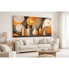 Quadro Decorativo Moderno Minimalista Vaso Elegante Formas Geométricas Vibrantes Detalhes Botânicos