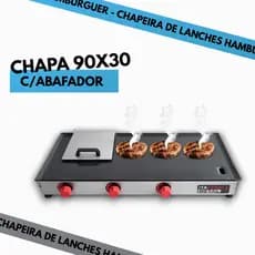 Chapeira a Gás 90x30 - Semi Profissional para Lanches, Hambúguer e Porções