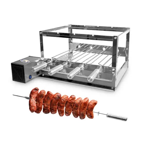 Churrasqueira Grill Giratória Inox 4 Espetos Tridentes 1 E ESPETO ESPADA DEspeto Espada Motor Weg Potente Itafera Metal