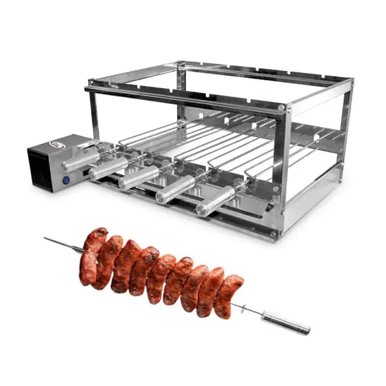 Churrasqueira Grill Inox 5 Espetos Tridentes e 1 Espeto Espada Giratórios Itafera Metal