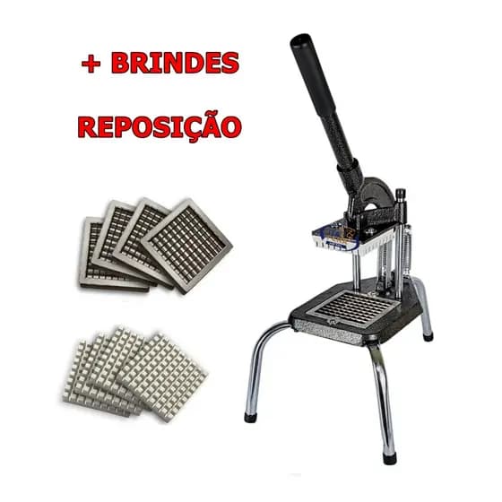 Picador Profissional Cabrita Manual Cortador de Legumes Batata Palito Frutas Embutidos Industrial Com 4 Facas Resistente