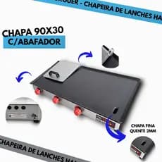 Chapa De Lanche Para Hamburger Semi Profissional A Gás 90x30