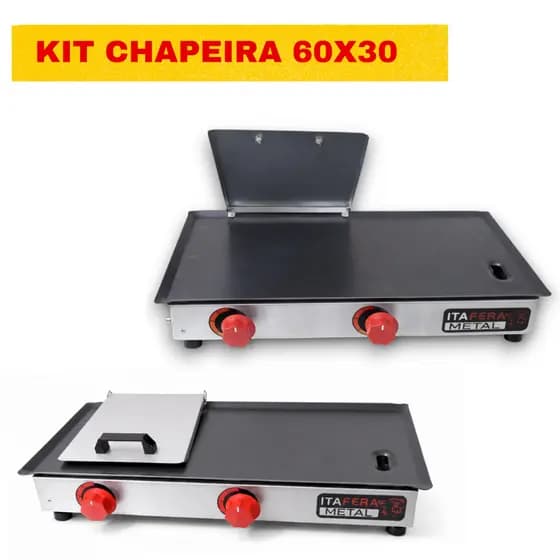Kit Chapa De Lanche para Hamburguer Semiprofissional A Gás 60x30