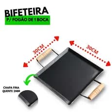 Chapa Bifeteira em Chapa Aço Carbono de 2mm para Lanches, Hambúguer e porções