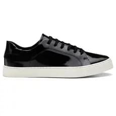 Tênis Feminino Leve Confortável Preto Verniz Sapatênis Casual