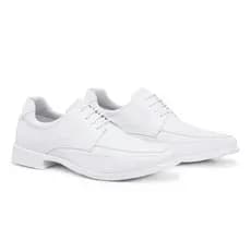 Sapato Masculino Mocassim Branco Enfermagem Confortável De Amarrar