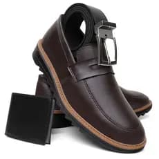 Kit Sapato Social + Cinto + Carteira Sapatenis Casual Anatomico Dia Dos Pais
