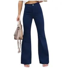 Calça Feminina Boca Larga Brim/Boca de Sino/Flare/Elastano/Adulto