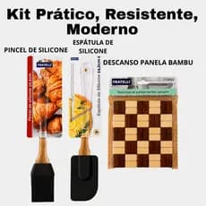 Kit espátula de silicone, descanso de panela bambú, pincel de silicone, oferta, promoção, cabo acrílico