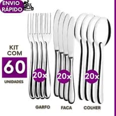 Kit 60 Talher Garfos Facas Colheres Inox Restaurantes