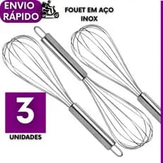 KIT 3 Fouet Profissional Batedor De Ovos e Massas Cabo Reforçado Fue 30CM Utensilio