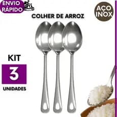 KIT 3 ou 2un Colher Para Servir Arroz 25,5cm Aço Inox Multiuso Universal