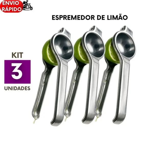 KIT 3 ou 2un Espremedor De Limão Aço Inox Manual Super Forte Premium para Casa Cozinha Bar Restaurante
