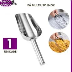 Pegador Pá Inox Multiuso Para Cereais Gelo Ração Produtos a Granel Cozinha Restaurantes Profissional