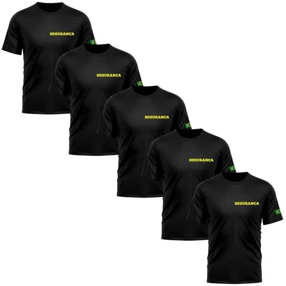 Kit 5 Camisetas Masculina Uniforme Segurança Manga Curta