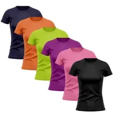 Kit 6 Camiseta Feminina Manga Curta Dry Fit Proteção Solar UV Baby Look Academia Treino Camisetas