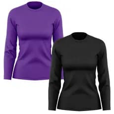 Kit 2 Camisetas Feminina Manga Longa Dry Proteção Solar UV Segunda Pele Treino