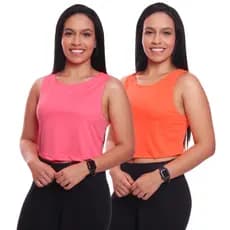 Kit 2 Cropped Regata Cavado Dry Fit Proteção Solar UV Feminino Fitness Academia Treino Blusinha