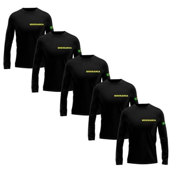 Kit 5 Camisetas Masculina Uniforme Segurança Manga Longa