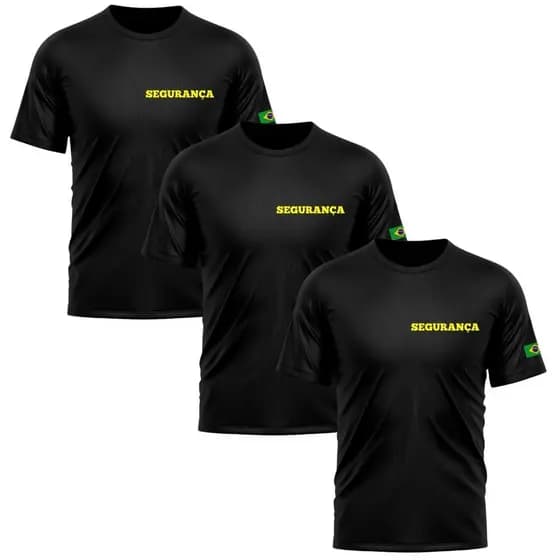 Kit 3 Camisetas Masculina Uniforme Segurança Manga Curta