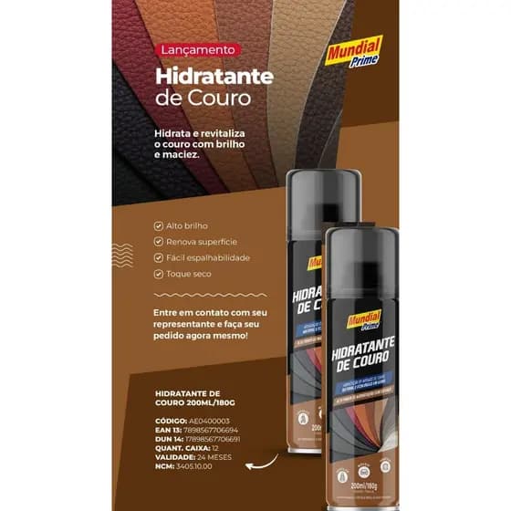 HIDRATANTE DE COURO SPRAY/AEROSSOL 200ML - MUNDIAL PRIME