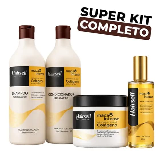 Kit Shampoo + Cond Purificador 1L Máscara Hidratação 500g Óleo Reparador 60ml Hairsell