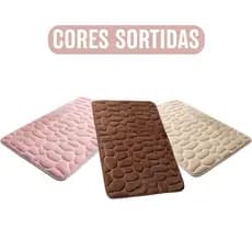 Tapete de Banheiro em Relevo de Paralelepípedo Antiderrapante Absorvente Seca Rápido