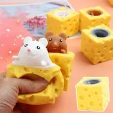 Brinquedo Antiestresse Infantil: Brinquedo Divertido de Queijo em Forma de Rato, Brinquedo de Apertar em Forma de Bloco