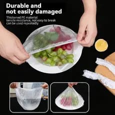 100 Sacos Plásticos Reutilizáveis para Alimentos, Tampas Elásticas Ajustáveis Universais para Tigelas, Suprimentos de Co