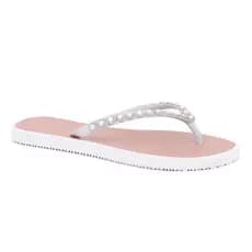 Sandália Confort Chinelo de Dedo Pedraria Flor de Griffe Brilho Casual Dia a Dia