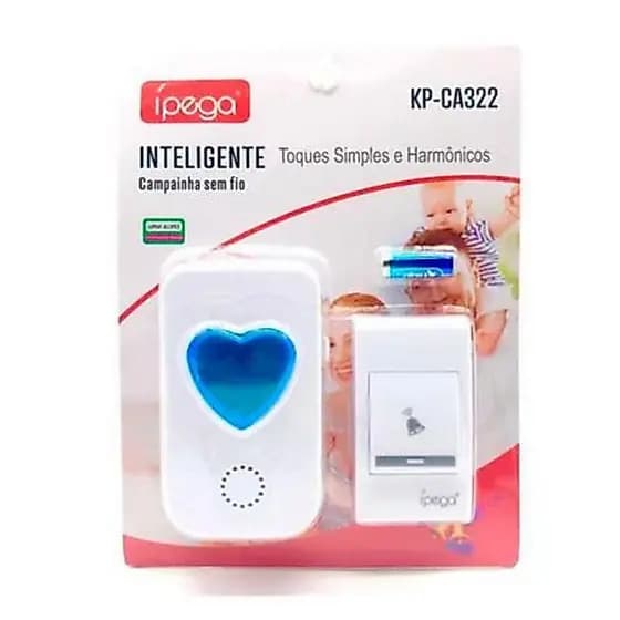 Campainha De Coração Residencial de Tomada Sem Fio Wireless 32 Toques Alcance 100 metros CA322-North