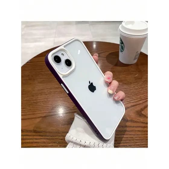 Capa Protetora para iPhone com Borda em Duas Cores - Design Moderno e Elegante
