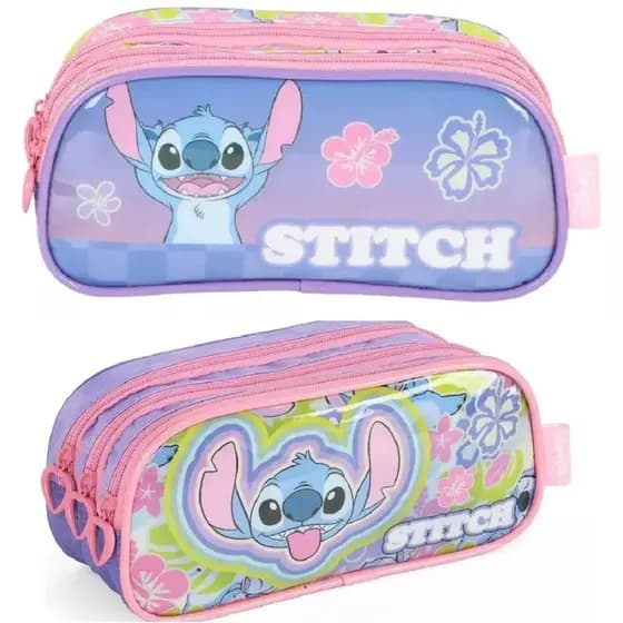 Estojo Penal Triplo Escolar Infantil Meninas Lilo Stitch
