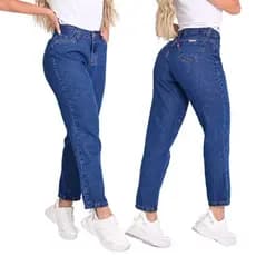 Calça Mom Jeans Feminina100% Algodão Cintura Alta Sem Lycra Cos alto