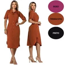 Vestido Chemise Feminino Camisão Elegante Preto Roxo Marrom Vermelho Amamentação Praia