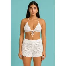 Short Feminino Saída de Praia em Tricot Shortinho Leve e Confortável