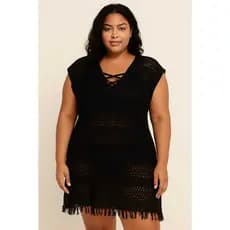 Saída De Praia Franja Plus Size Estilo Transparente Moda Verao Feminino saída x