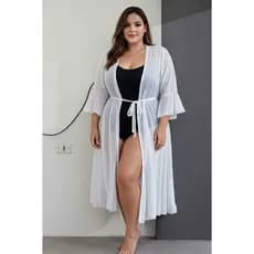 Saída de praia plus size Kimono média moda feminino têndencia 2025 Praia Plus size Saida de praia media manga 3/4